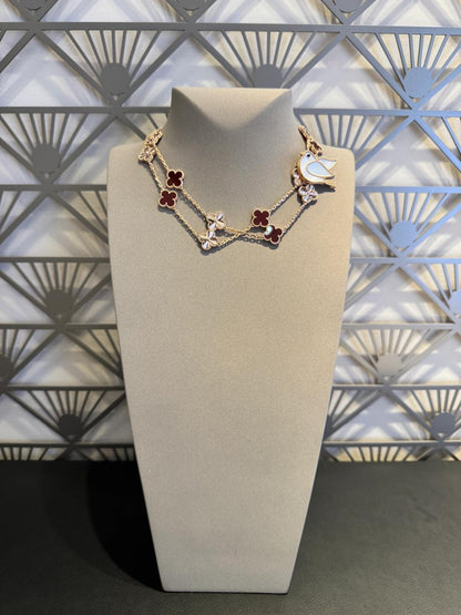 [AURORA]CLOVER 20 MOTIFS LASER CARNELIAN NECKLACE