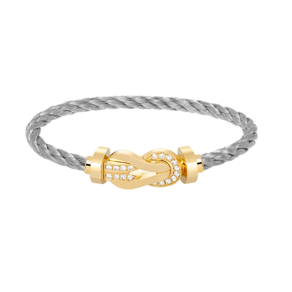 [AURORA]CHANCE LARGE 8 FIGURE BUCKLE HALF DIAMOND BRACELET GOLD