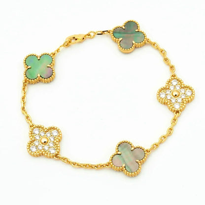 [AURORA]CLOVER 5 MOTIF GRAY MOP BRACELET COLLECTION