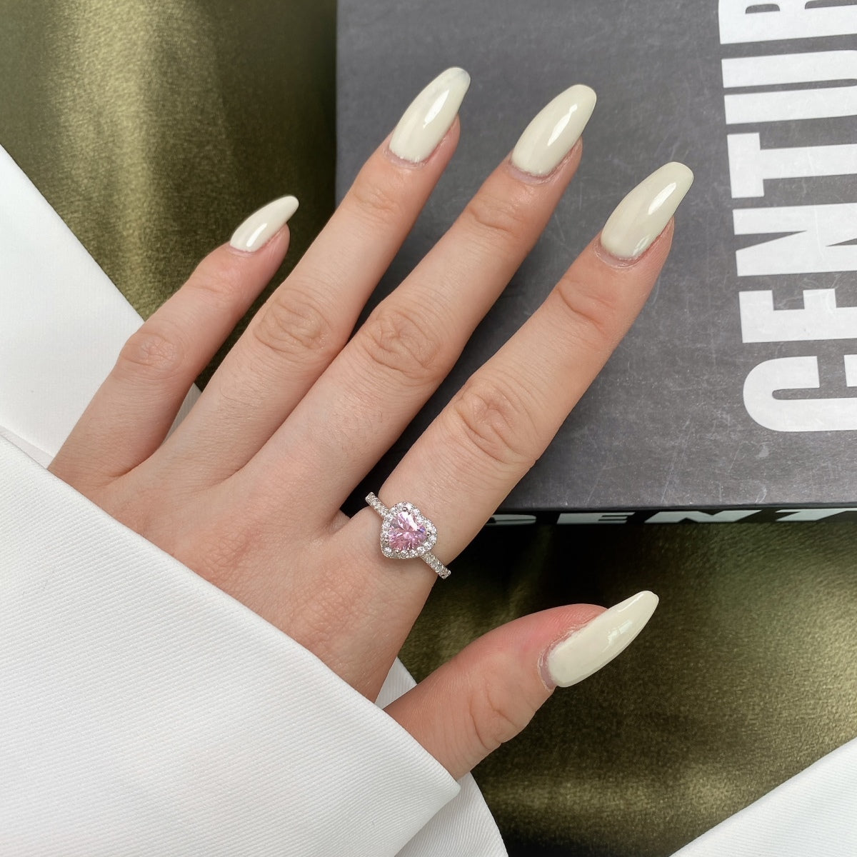 [AURORA]Eternity Splashy Romantic Heart Shape Lover Ring
