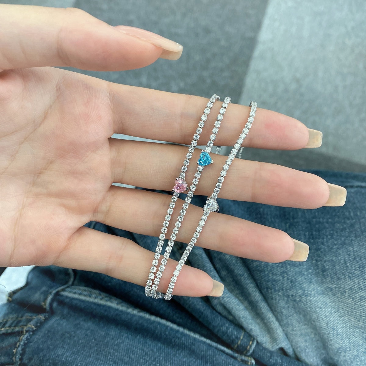[AURORA]0.5 Carat Elegant Romantic Heart Shape Lover Bracelet