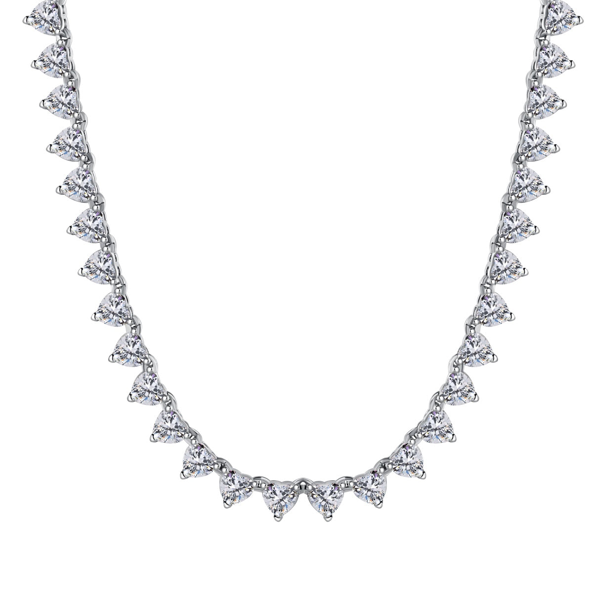 [AURORA]Ornate Heart Cut Tennis Necklace