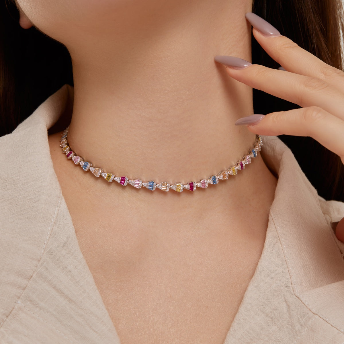 [AURORA]Radiant Colorful Rainbow Necklace