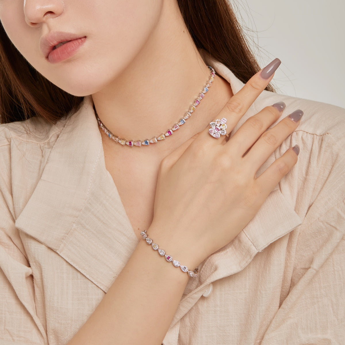[AURORA]Radiant Colorful Rainbow Necklace