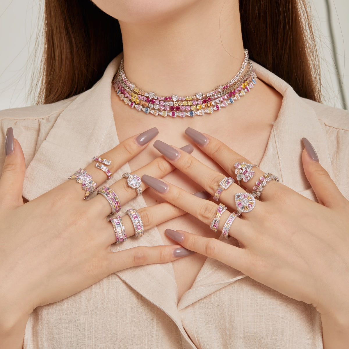 [AURORA]Delicate Colorful Rainbow Tennis Chain