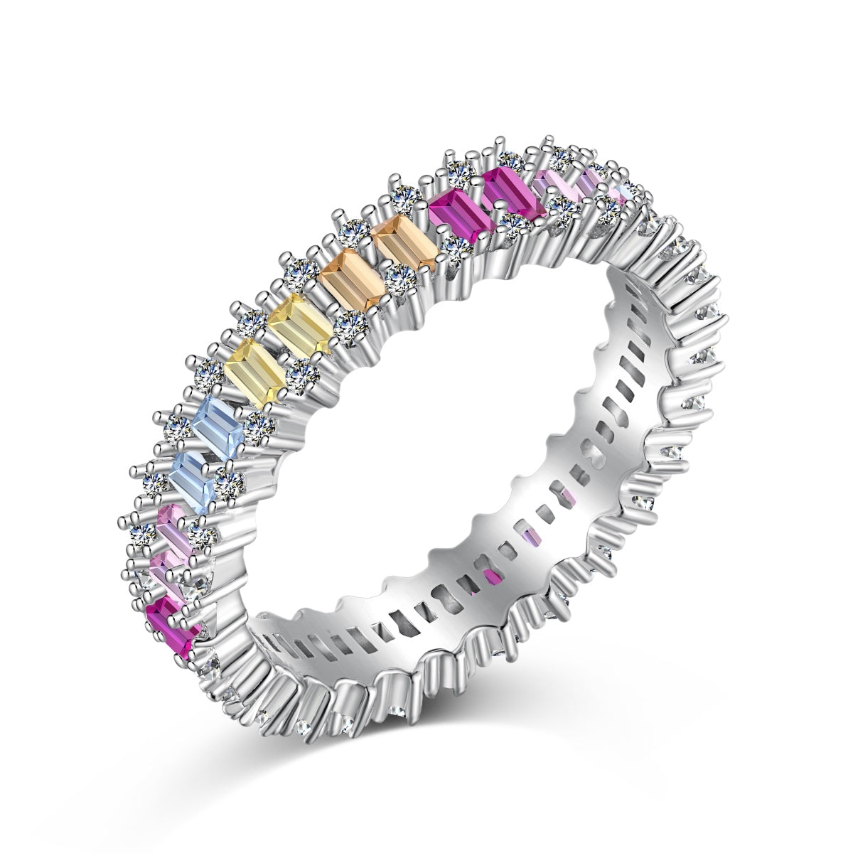 [AURORA]Splashy Ornate Emerald Cut Cocktail Ring
