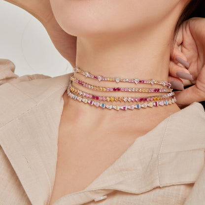[AURORA]Delicate Colorful Tennis Necklace