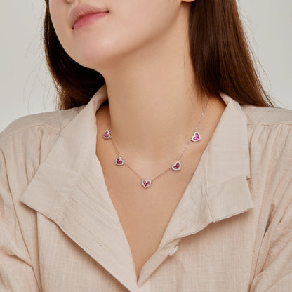 [AURORA]Sparkling Five Heart Necklace