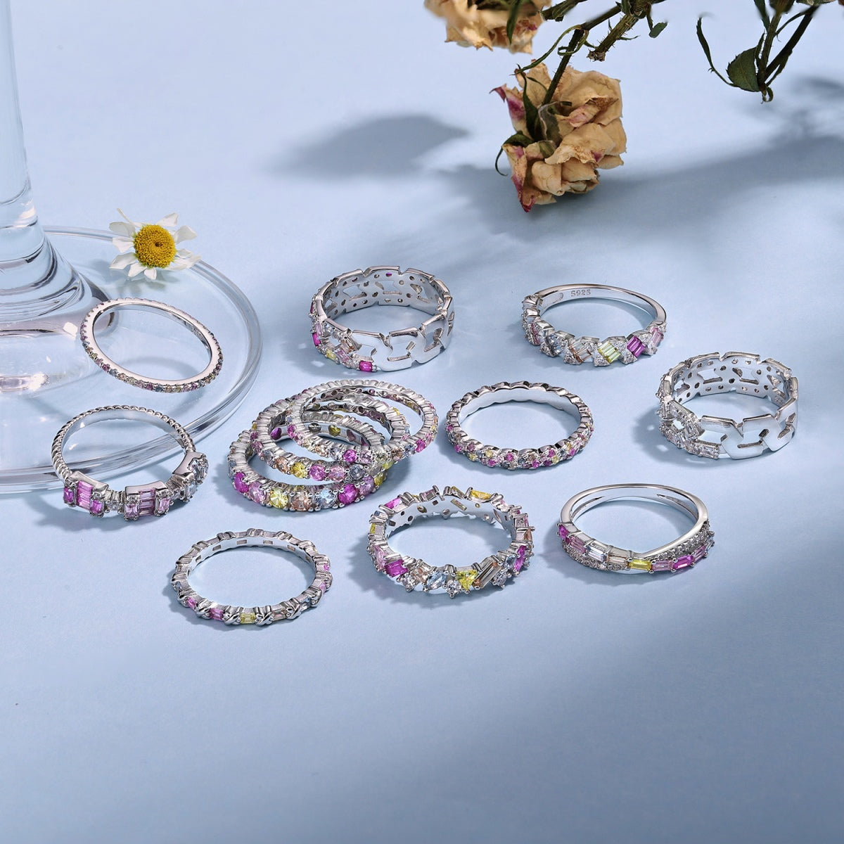 [AURORA]Charming Colorful Round Cut Daily Ring