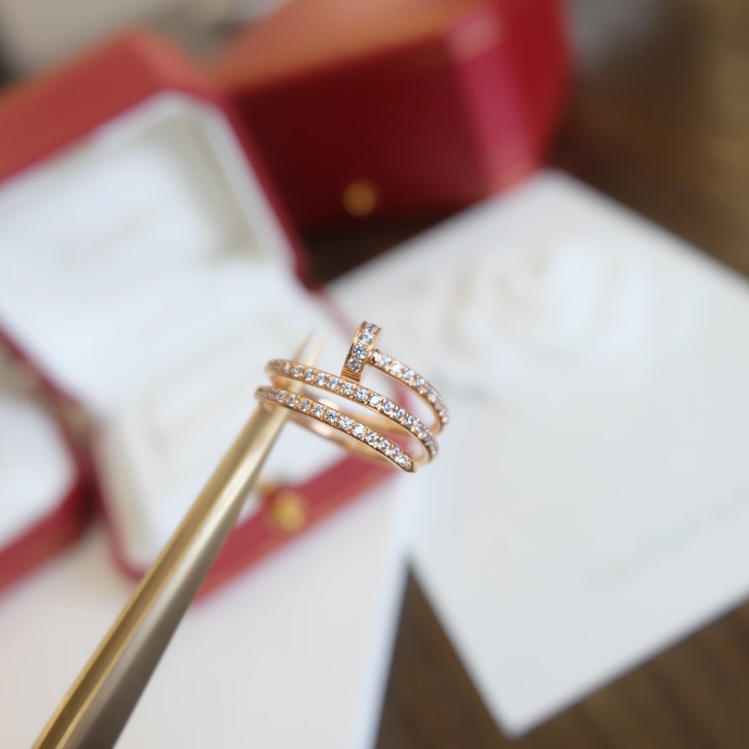 [AURORA]JUSTE RING 1.8MM PINK GOLD DOUBLE ROW DIAMONDS