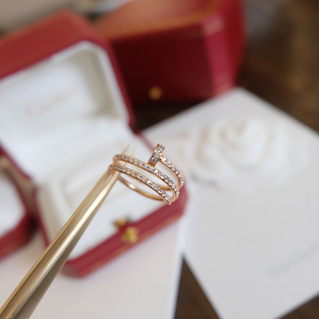 [AURORA]JUSTE RING 1.8MM PINK GOLD DOUBLE ROW DIAMONDS