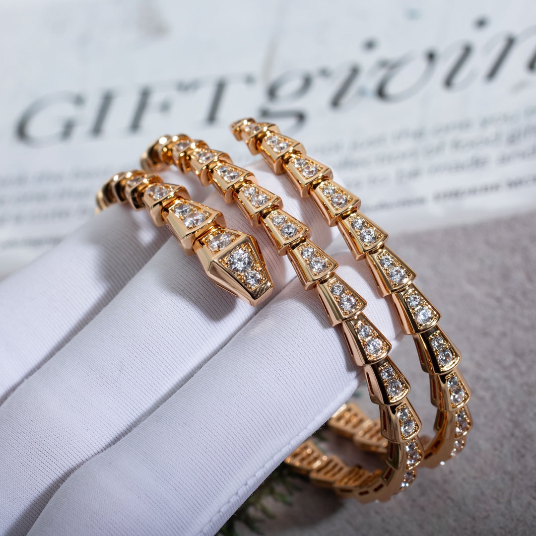[AURORA]SERPENTI BRACELET PINK GOLD DIAMOND DOUBLE ROW