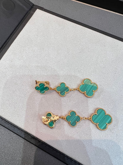 [AURORA]CLOVER MALACHITE 3 MOTIFS GOLD