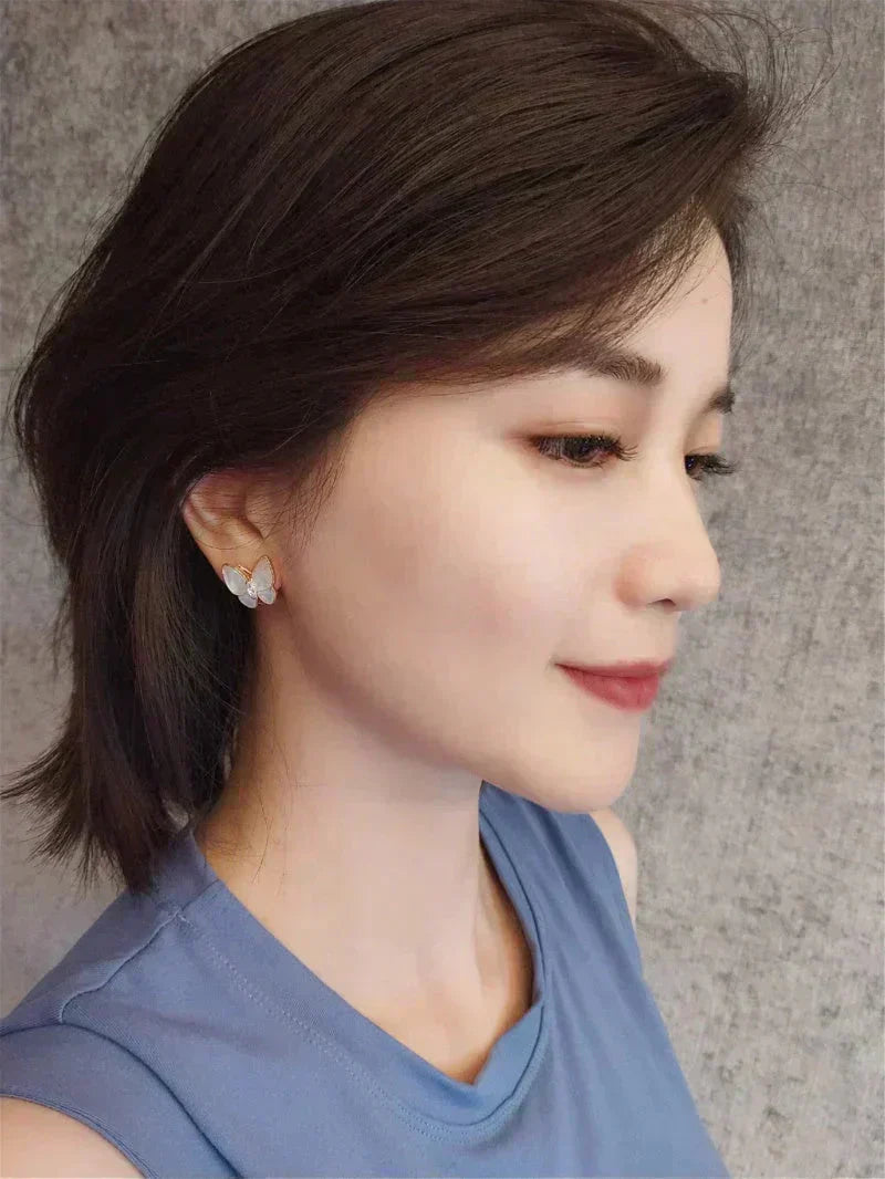 [AURORA]BUTTERFLY MOP DIAMOND EARRINGS