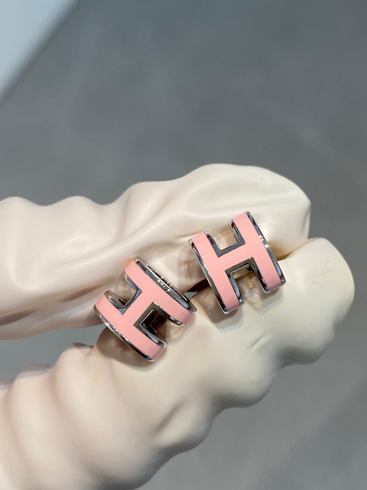 [AURORA]MINI POP H SILVER EARRINGS PINK