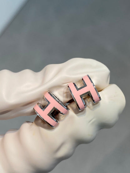 [AURORA]MINI POP H SILVER EARRINGS PINK