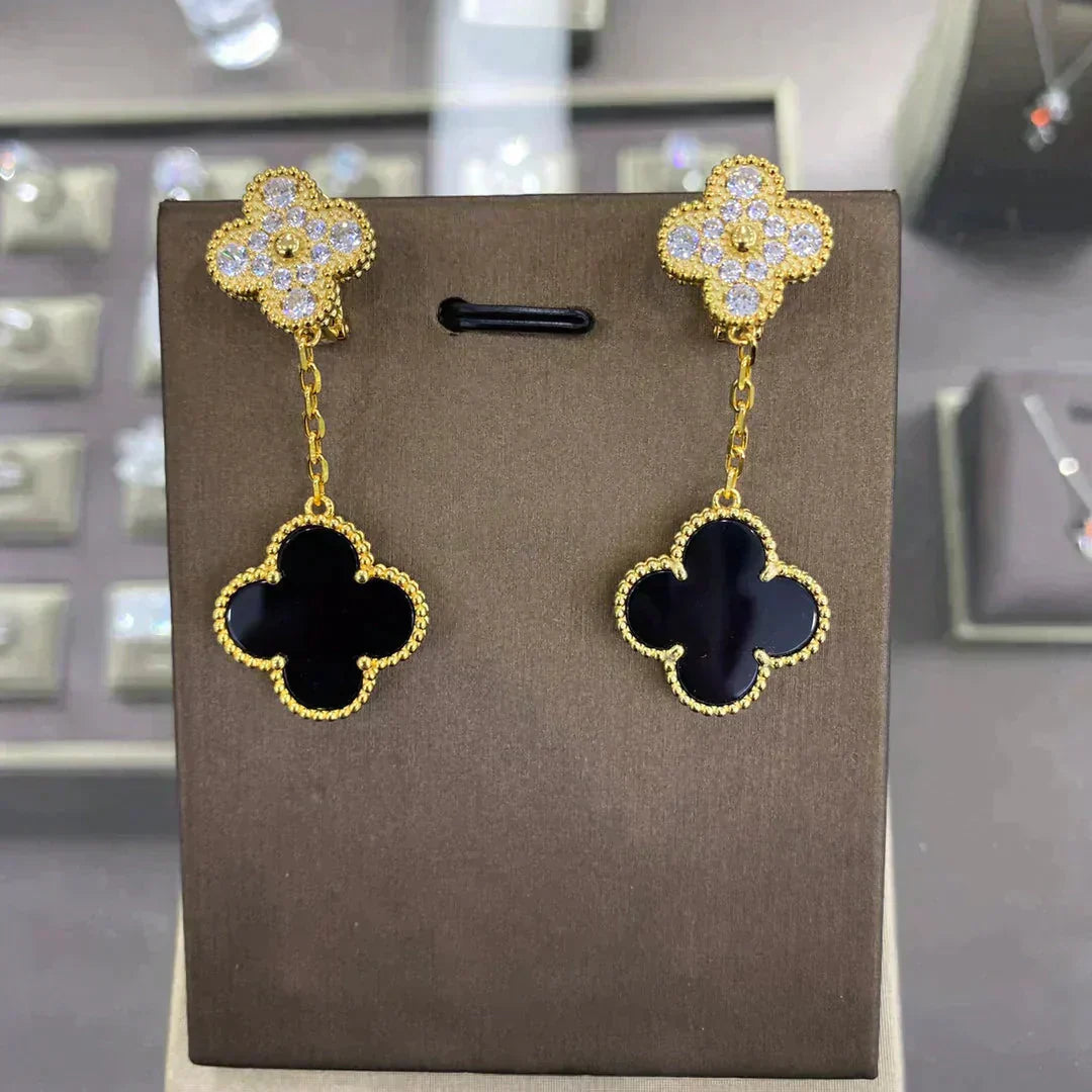 [AURORA]CLOVER  2 MOTIFS  DIAMOND  EARRINGS (MULTIPLE CHOICESç´