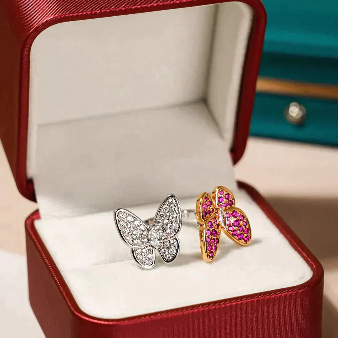[AURORA]TWIN BUTTERFLY DIAMOND RING