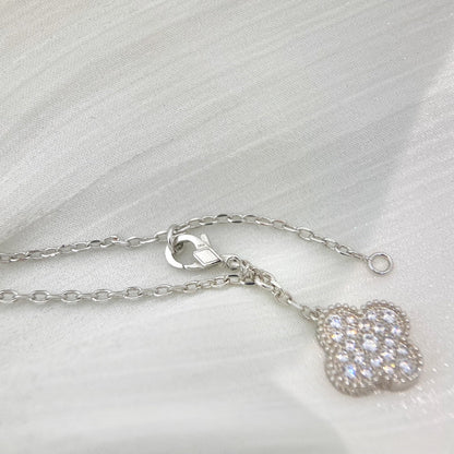 [AURORA]CLOVER 5 MOTIFS SILVER DIAMONDS NECKLACE