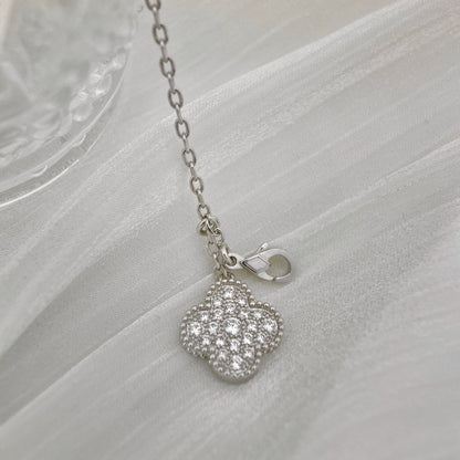 [AURORA]CLOVER 5 MOTIFS SILVER DIAMONDS NECKLACE