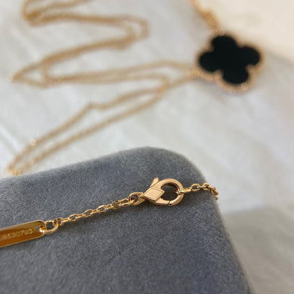[AURORA]CLOVER 25MM NECKLACE GOLD ONYX