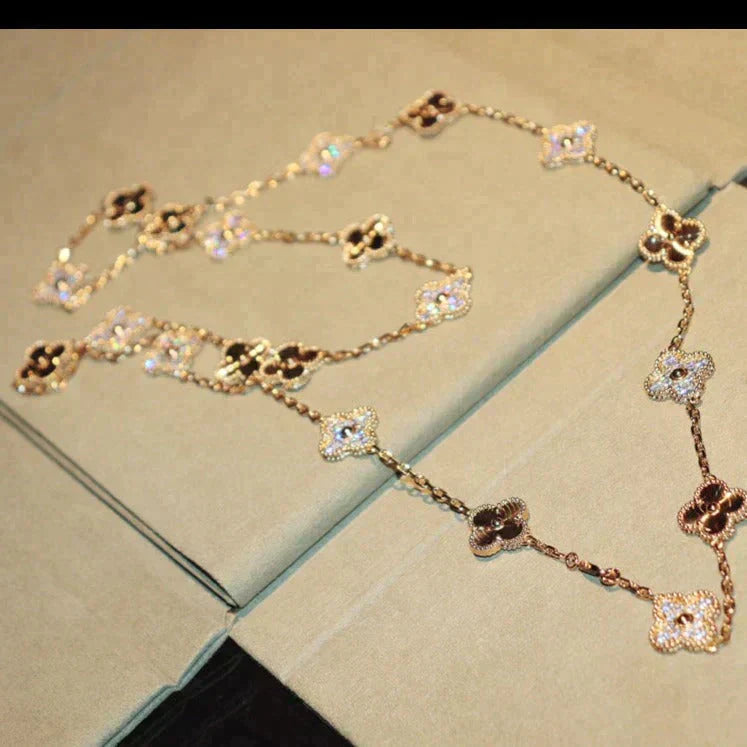 [AURORA]CLOVER 20 MOTIFS LASER DIAMOND NECKLACE