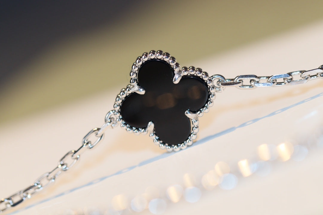 [basloveJW]CLOVER 20 MOTIVE ONYX DIAMANT SILBER