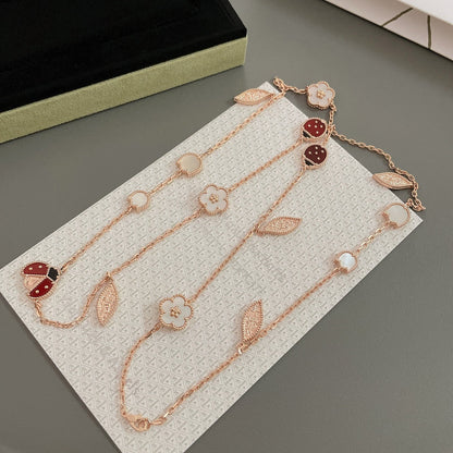 [AURORA]LUCKY SPRING 15 MOTIFS ROSE GOLD NECKLACE