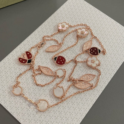 [AURORA]LUCKY SPRING 15 MOTIFS ROSE GOLD NECKLACE