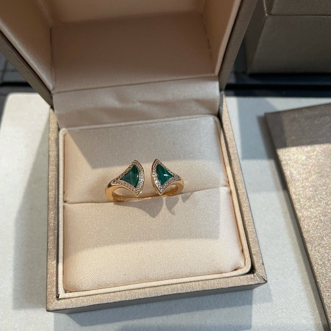 [AURORA]DREAM MALACHITE DIAMOND OPEN RING