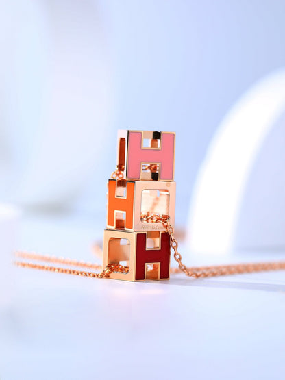 [AURORA]H CAGE PINK GOLD NECKLACE