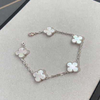 [AURORA]CLOVER WHITE PEARL MOP 5 MOTIF BRACELET COLLECTION