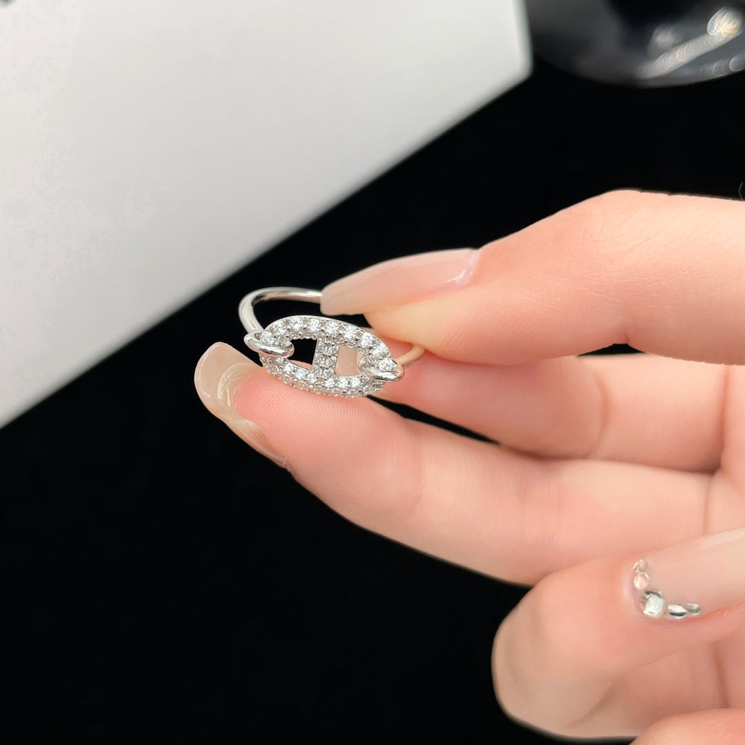 [AURORA]RONDE SMALL SILVER DIAMOND RING