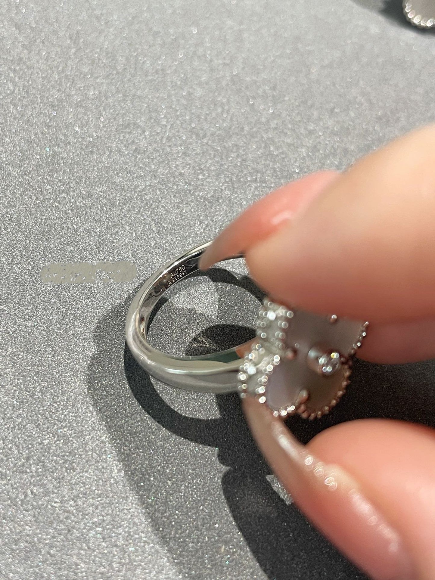 [AURORA]CLOVER SILVER MOP DIAMOND RING