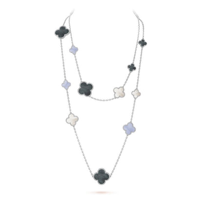 [basloveJW]CLOVER 16 MOTIV CHALCEDON MOP SILBER HALSKETTE