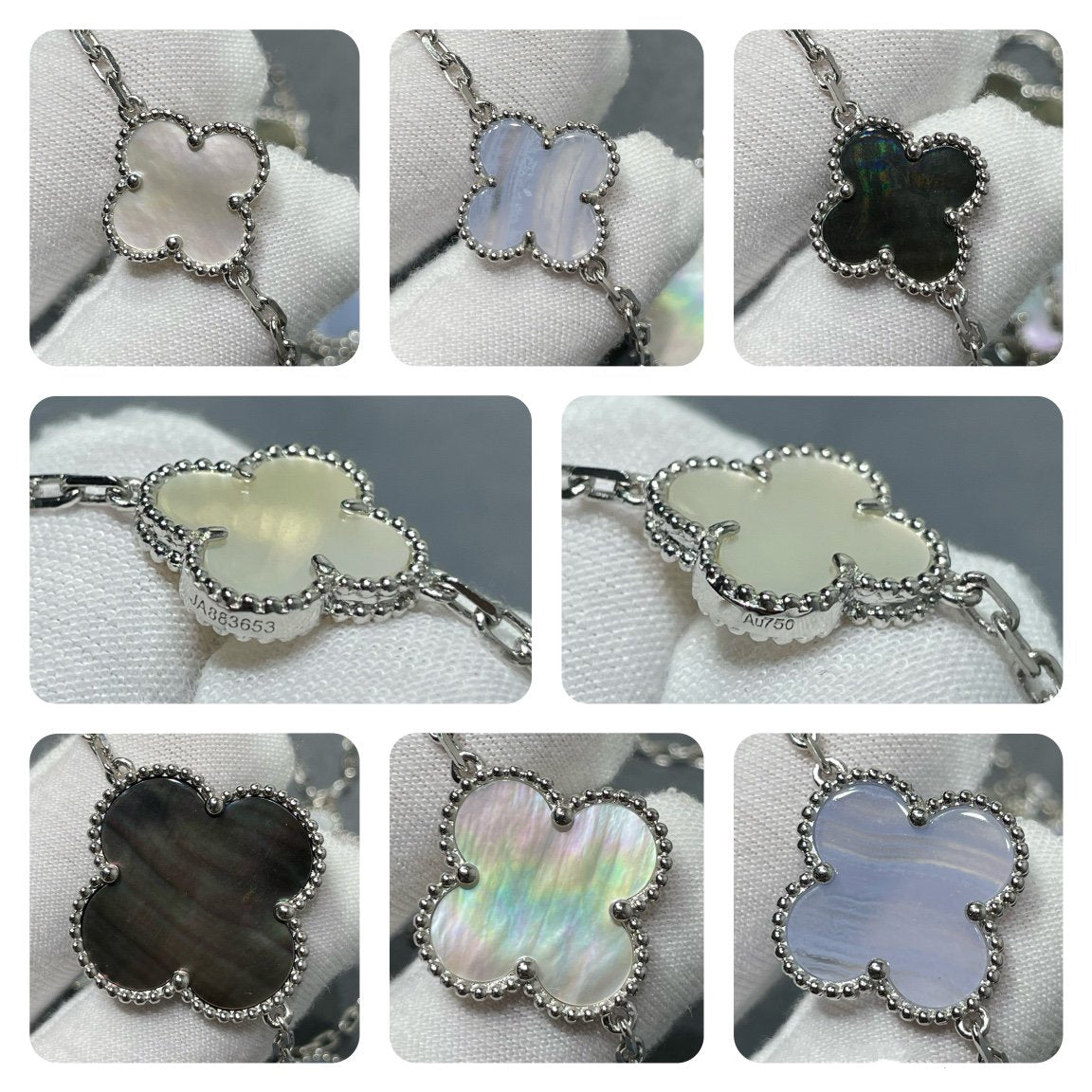 [basloveJW]CLOVER 16 MOTIV CHALCEDON MOP SILBER HALSKETTE