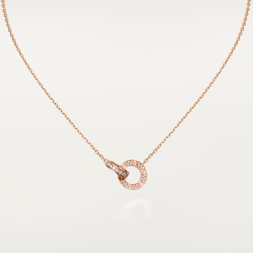 [AURORA]ラブ 7.6mm ネックレス ローズゴールド＆シルバー フルダイヤモンド