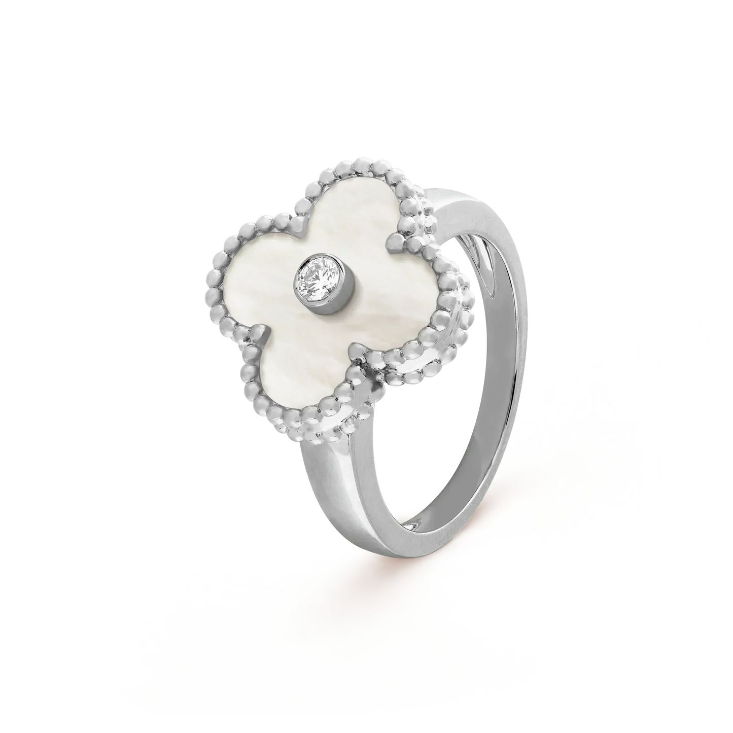 [AURORA]CLOVER SILVER MOP DIAMOND RING