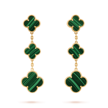 [AURORA]CLOVER MALACHITE 3 MOTIFS GOLD