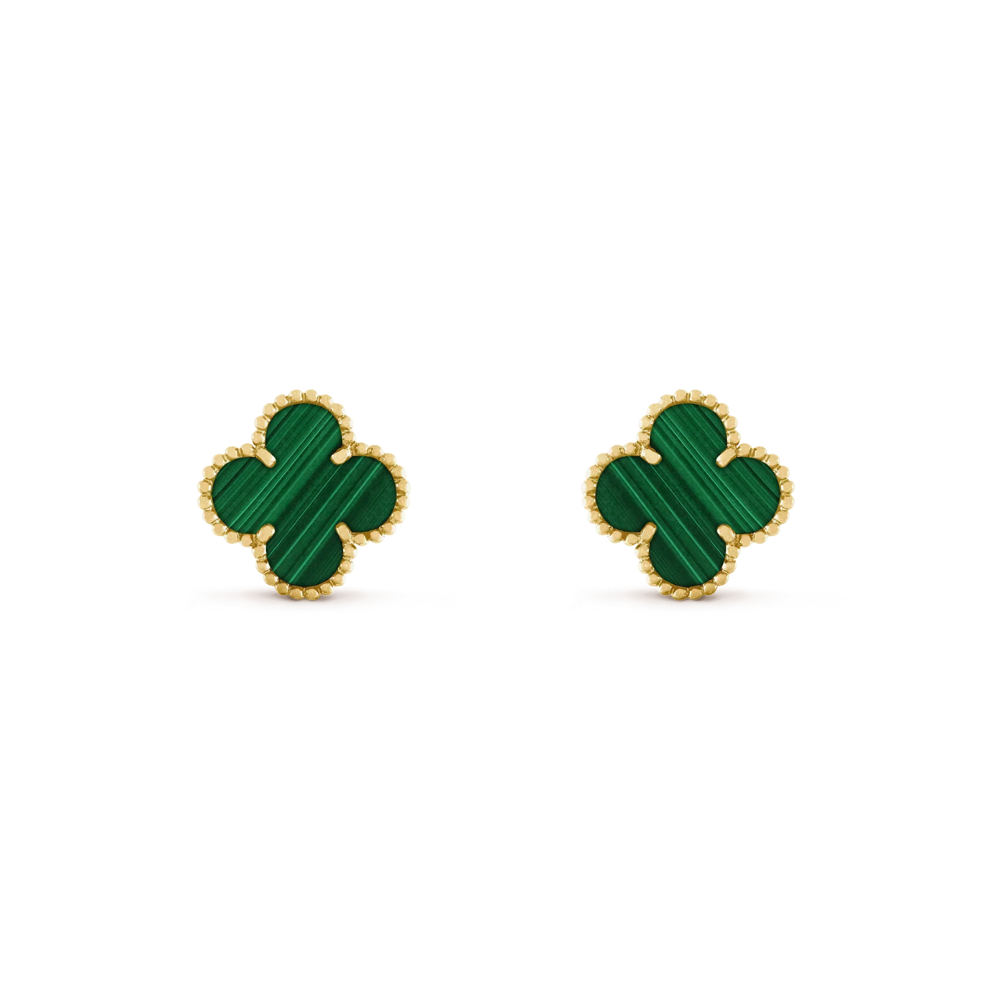 [AURORA]CLOVER MEDIUM 1 MOTIFS MALACHITE  EARRINGS