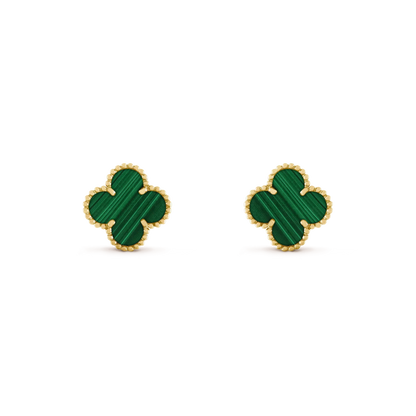 [AURORA]CLOVER MEDIUM 1 MOTIFS MALACHITE  EARRINGS
