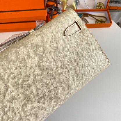 KELLY CUT 31 IN BEIGE CREAM CALFSKIN WITH GOLD HARDWARE
