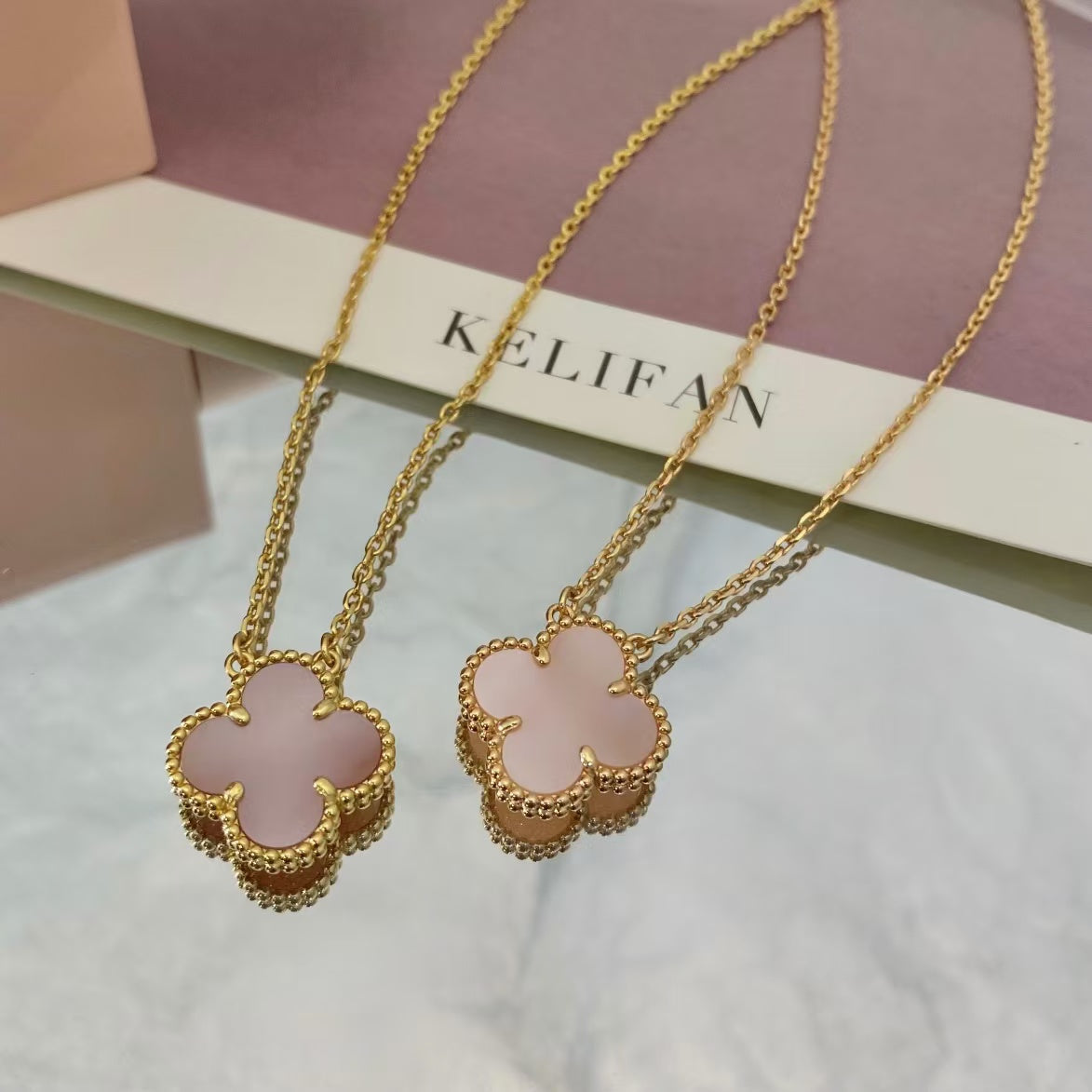 [basloveJW]CLOVER 15MM ROSA PERLMUTT-HALSKETTE