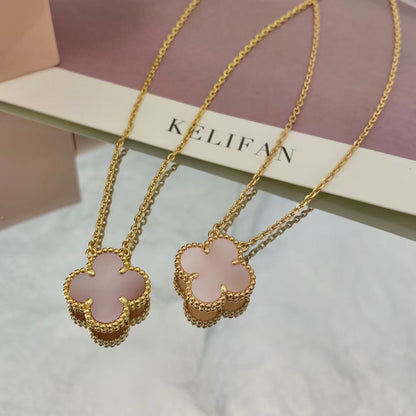 [basloveJW]CLOVER 15MM ROSA PERLMUTT-HALSKETTE