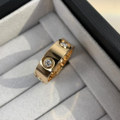 [AURORA] LIEBESRING 5,5 MM 6 DIAMANTEN ROTGOLD