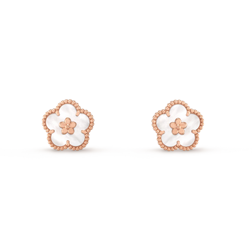 [AURORA]LUCKY PINK GOLD WHITE MOP EARRINGS