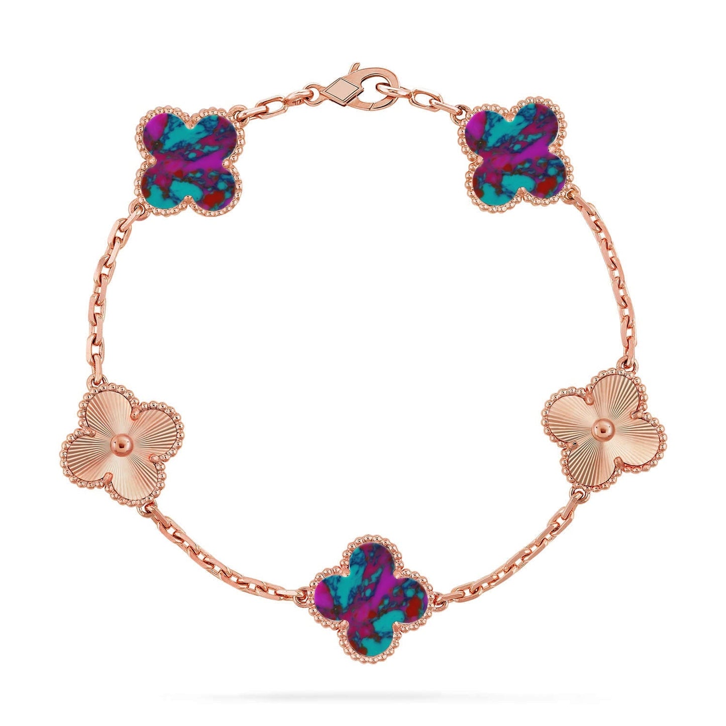 [AURORA]CLOVER 5 MOTIF COLOR GEMSTONES BRACELET COLLECTION