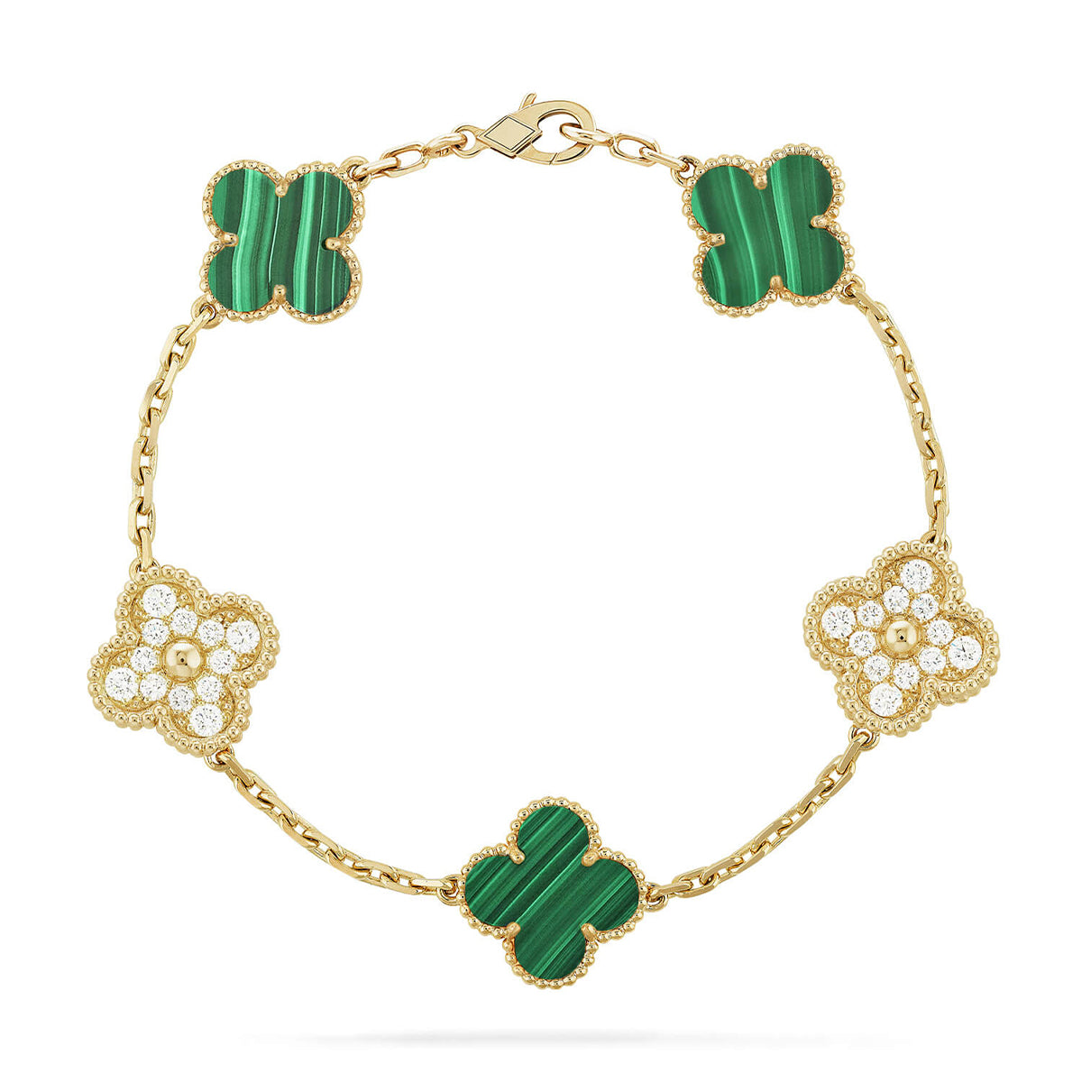 [AURORA]CLOVER 5 MOTIF MALACHITE BRACELET COLLECTION