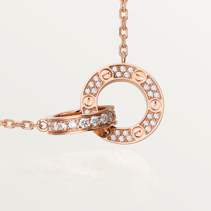 [AURORA]ラブ 7.6mm ネックレス ローズゴールド＆シルバー フルダイヤモンド