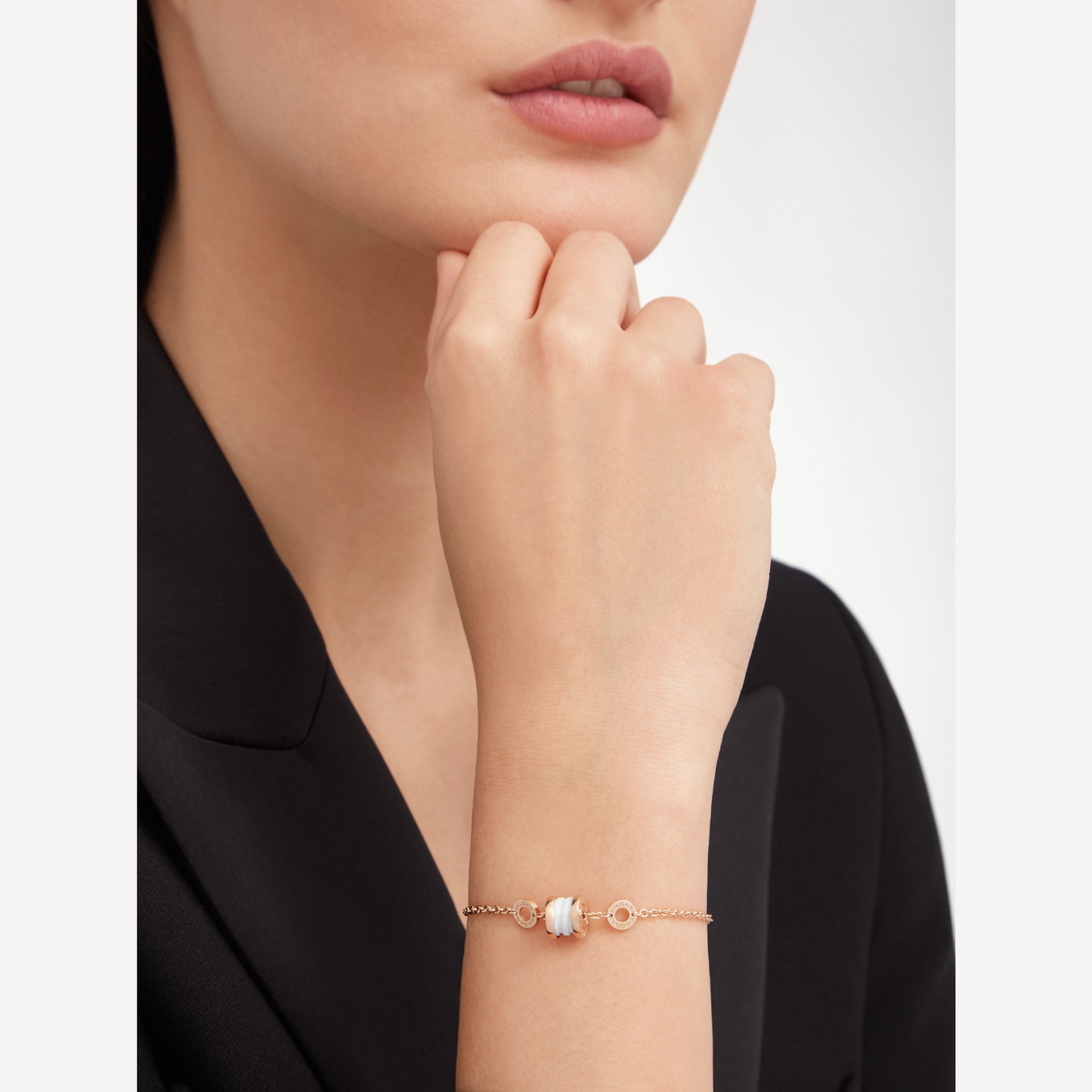 [AURORA]ZERO 1 SOFT PINK GOLD AND WHITE CERAMIC BRACELET